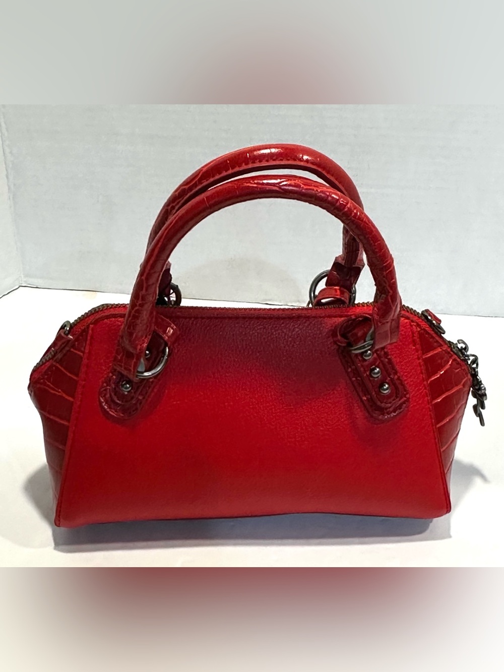 Ed Hardy Red  Satchel Handbag with Charm Accents - Picture 4 of 13